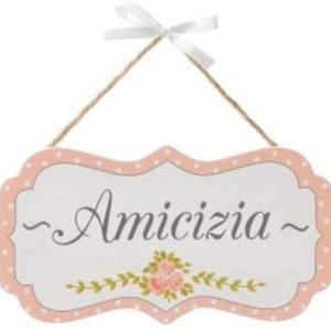 Targhetta decorativa in legno da appendere collezione Margaret 4 varianti 13x0,9x25,5 cm Nuvole di Stoffa