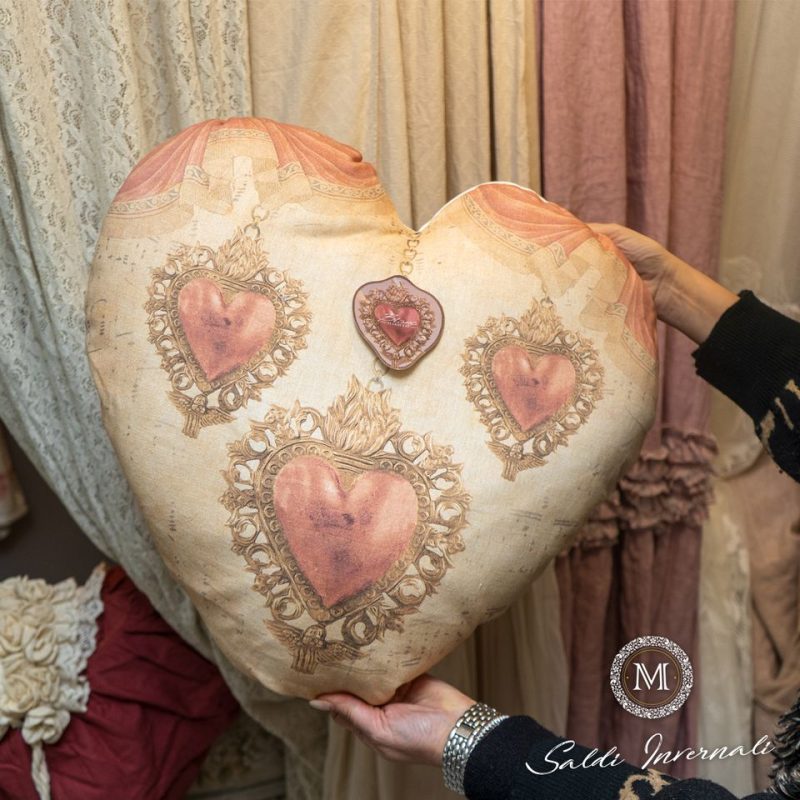 Cuscino cuore "Ex Voto" Blanc Mariclò