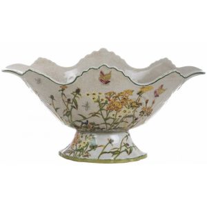 Vaso smerlato porcellana l42xp27xh22 Blanc Mariclò