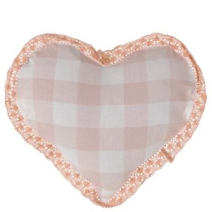 Cuscino cuore con fantasia a quadri Blanc Mariclò