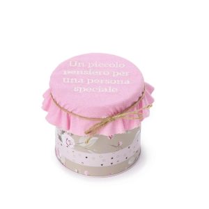 Barattolo in latta con canovaccio Nuvole di Stoffa