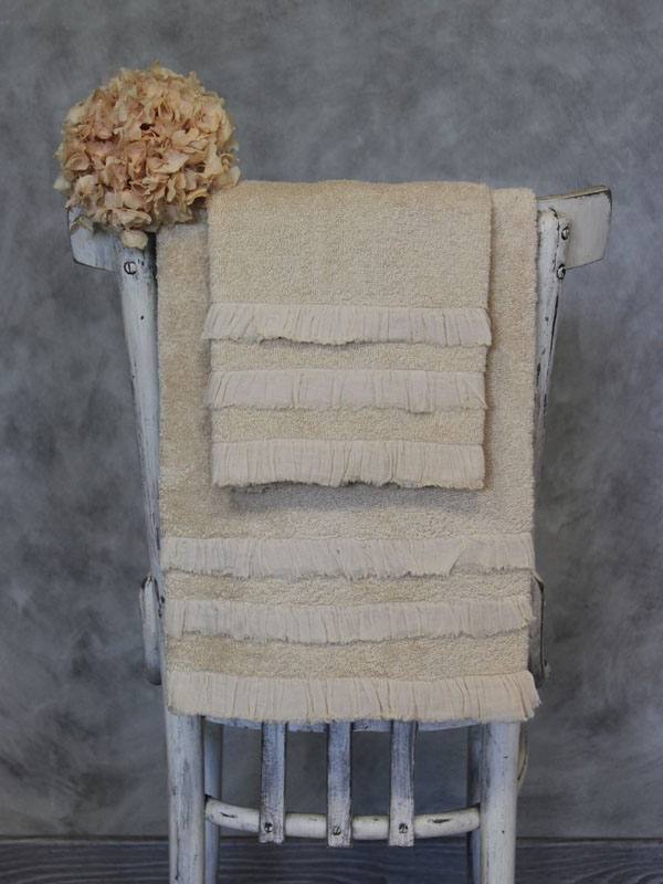 Telo bagno con rouches in garza ST. TROPEZ Collection by Opificio dei Sogni