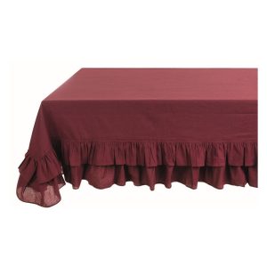 Tovaglia misto lino con doppia gala Blanc Mariclò Frill Collection Bordeaux 120x120