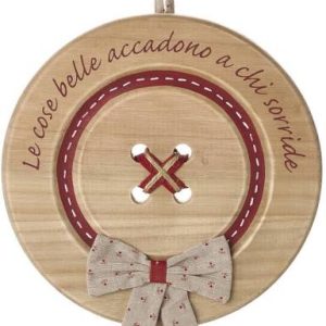 DECORAZIONI NATALIZIE Bottone con dedica e fiocco h29 cm