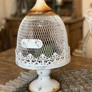 Alzata shabby in metallo invecchiato