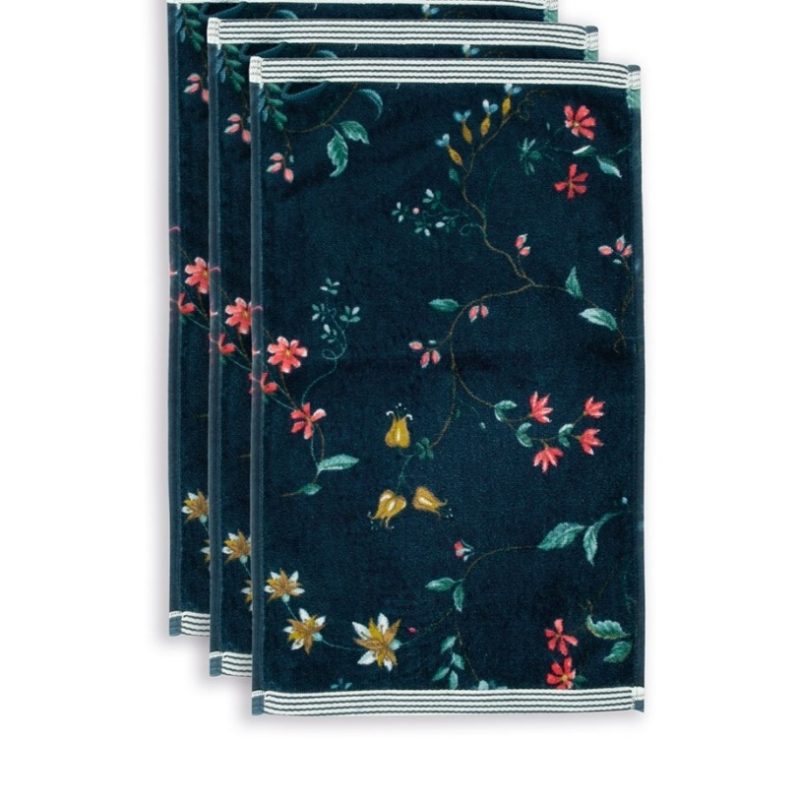 Asciugamano ospite 30x50 Les Fleurs Dark Blue (3Pz) Pip Studio