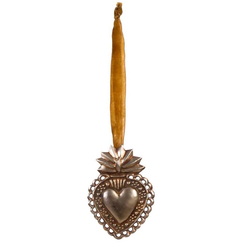 Decoro Cuore Votivo Metallo L6,5xP0,5xH9 Blanc Mariclò