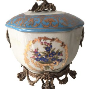 Scatola decoro azzurro e oro con finiture bronzo Royal Family