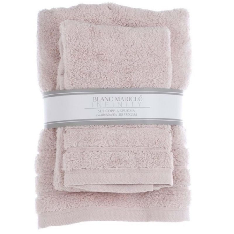 Coppia spugna collezione Infinity di Blanc Mariclò rosa chiaro