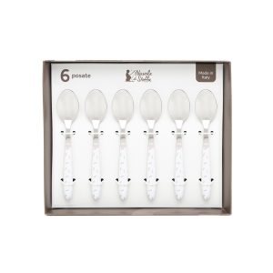 Cucchiaino dolce Cup Cake set da 6 con manico colorato acciaio Nuvole di Stoffa