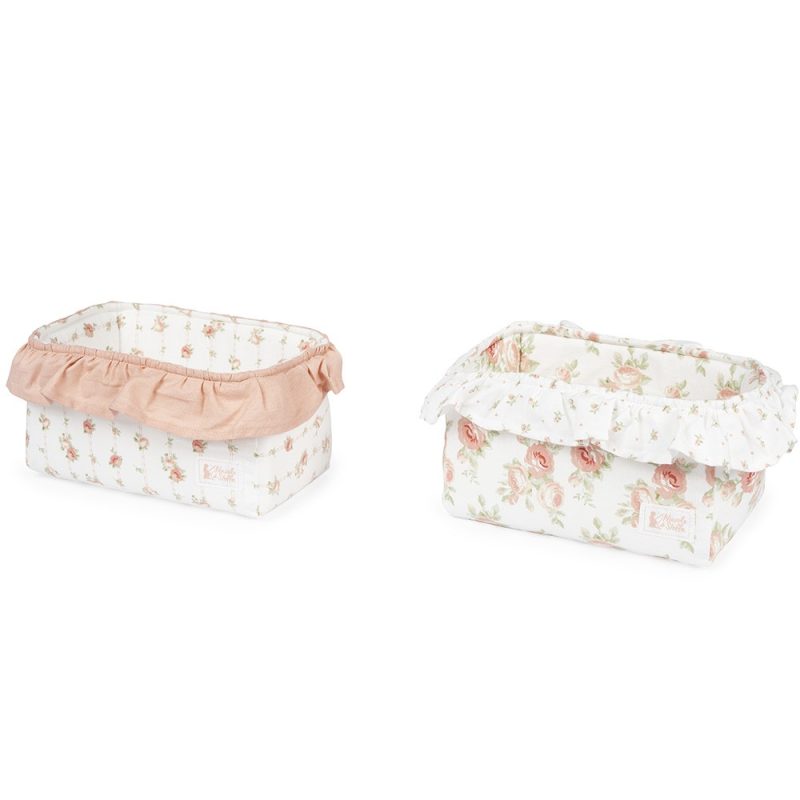 Cestino in tessuto imbottito con balze Annette Nuvole di Stoffa