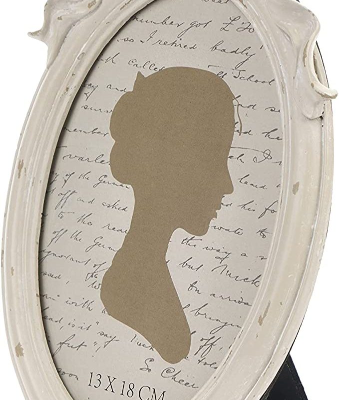 Cornice Porta Foto Ovale Fiocco Resina Tortora Nuvole di Stoffa