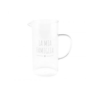 Brocca con scritta "La Mia Famiglia" in vetro borosilicato 1,2L Nuvole di Stoffa