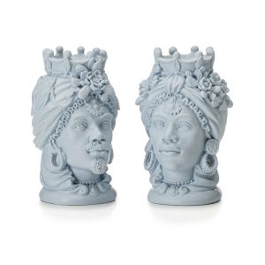 Coppia Teste Moro Azzurro Lamart Palais Royal h 11 cm