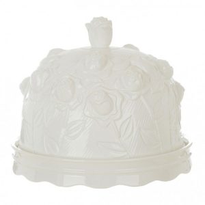 Vassoio con Campana in ceramica Sentimento Fiorito L26,5xP26,5xH21,5 Blanc Mariclò