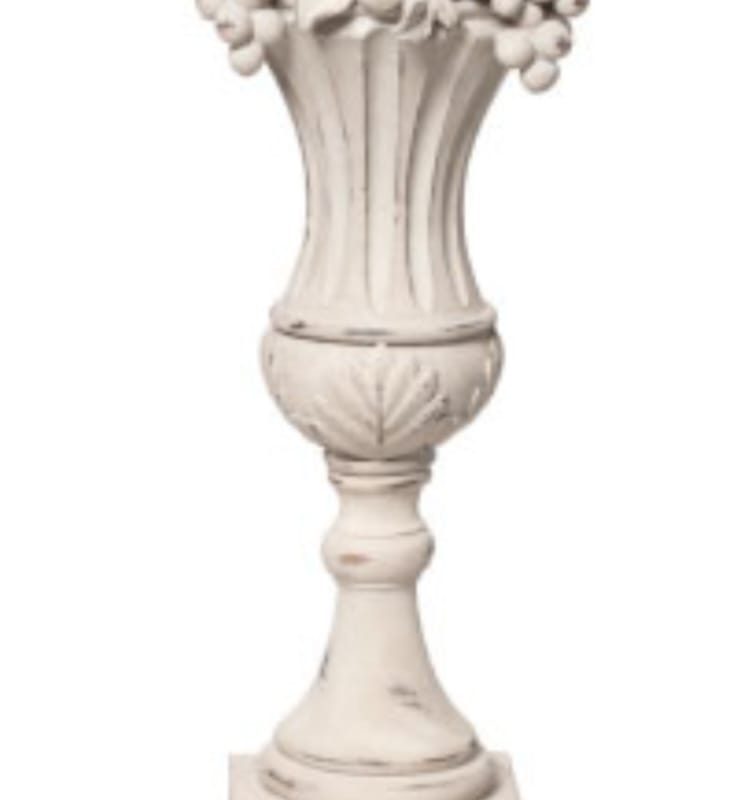 Centrotavola Candeliere grande in resina bianco anticato L'Arte di Nacchi 16x16x39