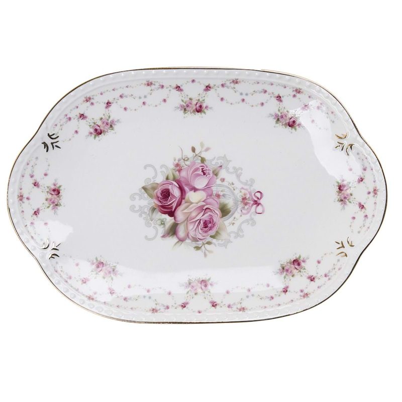 Vassoio ovale collezione "Le Rose del Borgo" di Blanc Mariclò