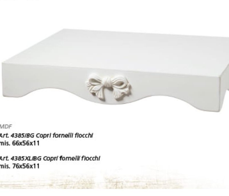 Copri Fornelli in MDF bianco con decoro fiocco misura piccola l'Arte di Nacchi