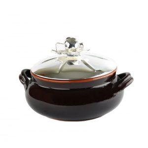 Pentola in terracotta smaltata coperchio Sheffield con Melograno Royal Family