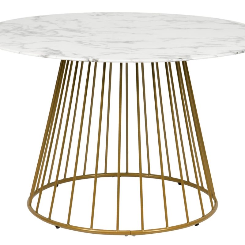 Tavolo tondo metallo bianco e dorato Garpe 120x120x75 cm