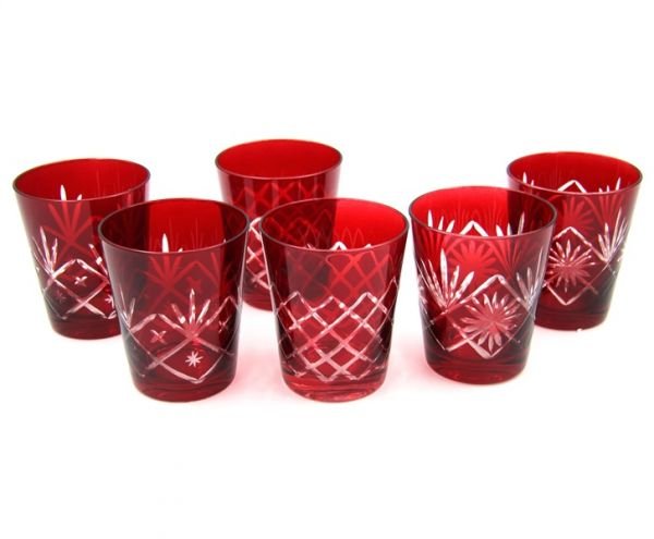 BICCHIERE ROSSO INTAGLIATO 3 DECORI ASSORTITI CONF 6 PZ, Royal Family Sheffield