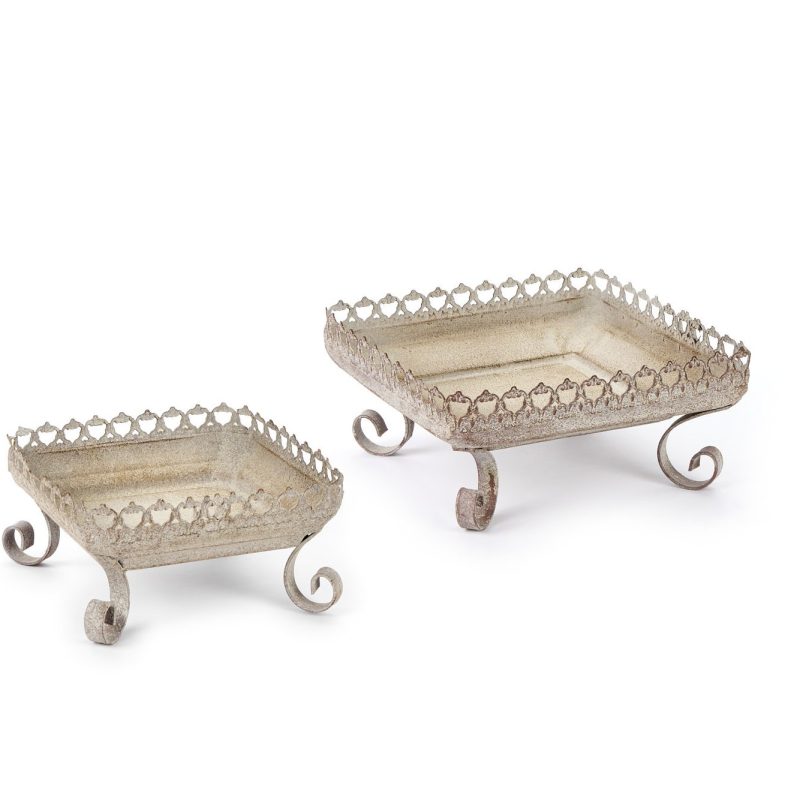 Set 2 vassoi metallo quadrato 19x19 e 16x16 cm Nuvole di Stoffa