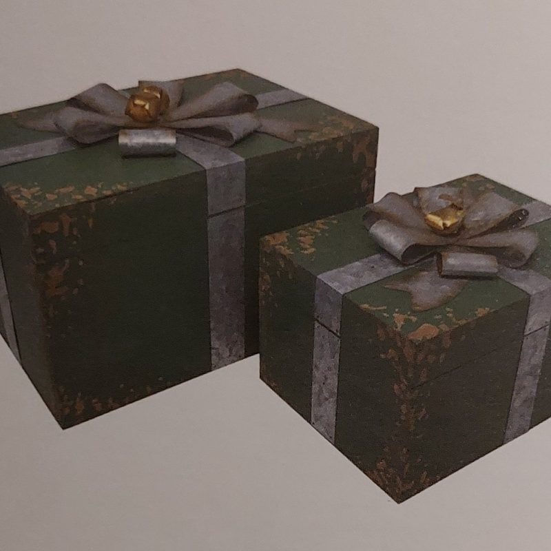 Set 2 pacchi regalo rettangolari verdi h 17,5 e h 23 Nuvole di Stoffa