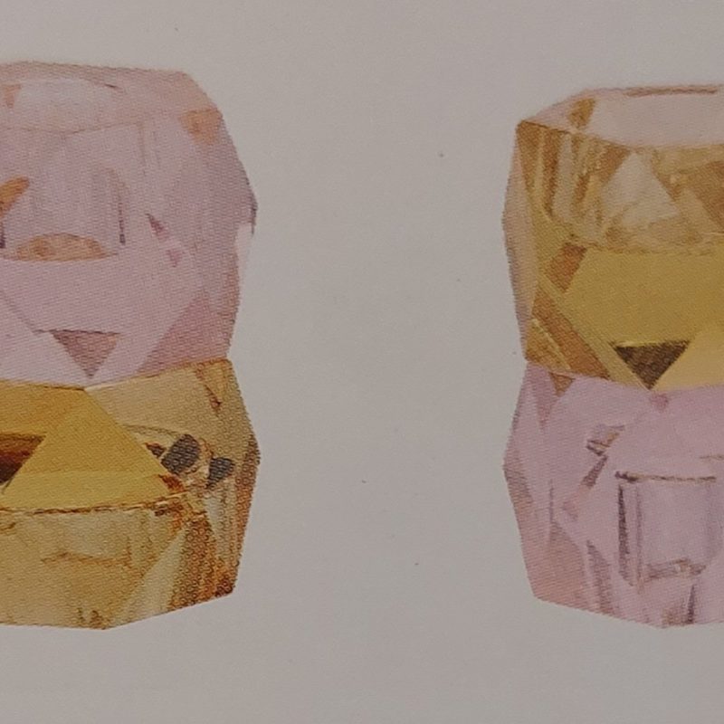 Set 2 porta candela doppio uso per candele o lumini Ambra e Rosa diametro 6 x h 8 cm Miss Etoile