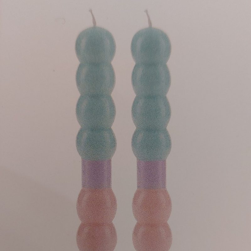 Set 2 candele 3 colori tiffany lilla e rosa 2 x h 20 cm Miss Etoile