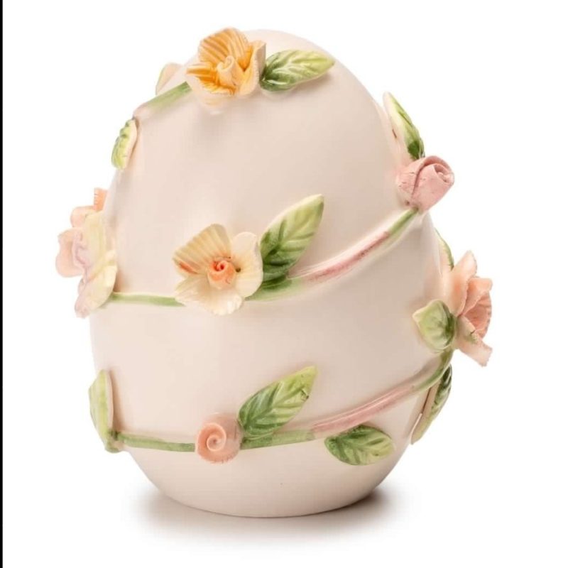 Uovo fiori bianco L 15 cm Lamart