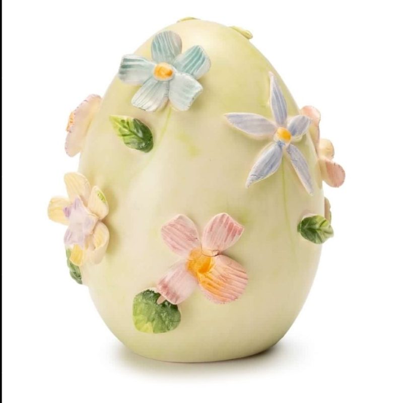 Uovo fiori verde L 15 cm Lamart