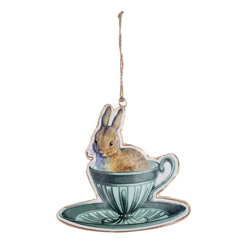 Decoro Coniglietto L15xP0,8xH10 cm in metallo collezione Corelli di Blanc Mariclò