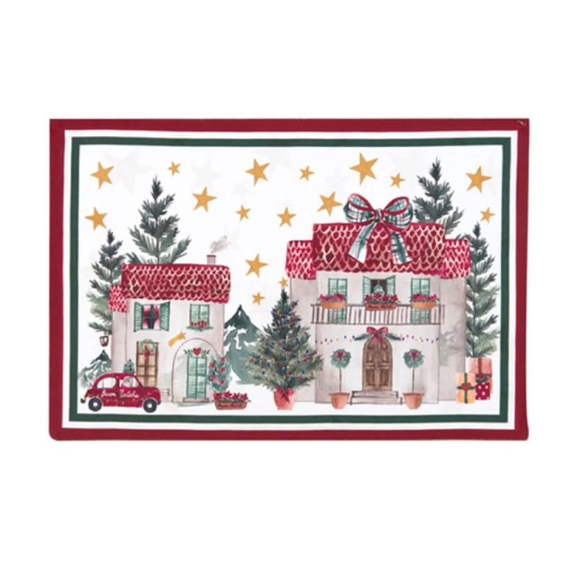 Tovaglietta Blanc Mariclo Natale Italiano Collection Casette di Natale