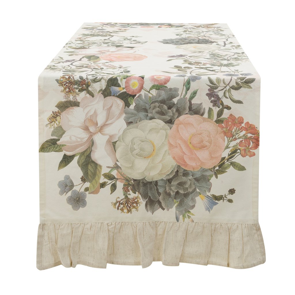 Runner con gala in lino Blanc Mariclo Secret Garden + 10 cm Blanc Mariclò