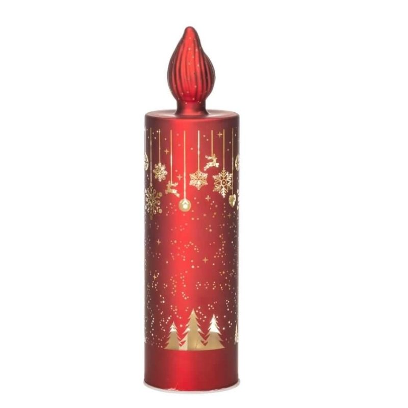 Candela vetro con led rossa h 27 cm Palais Royal Lamart