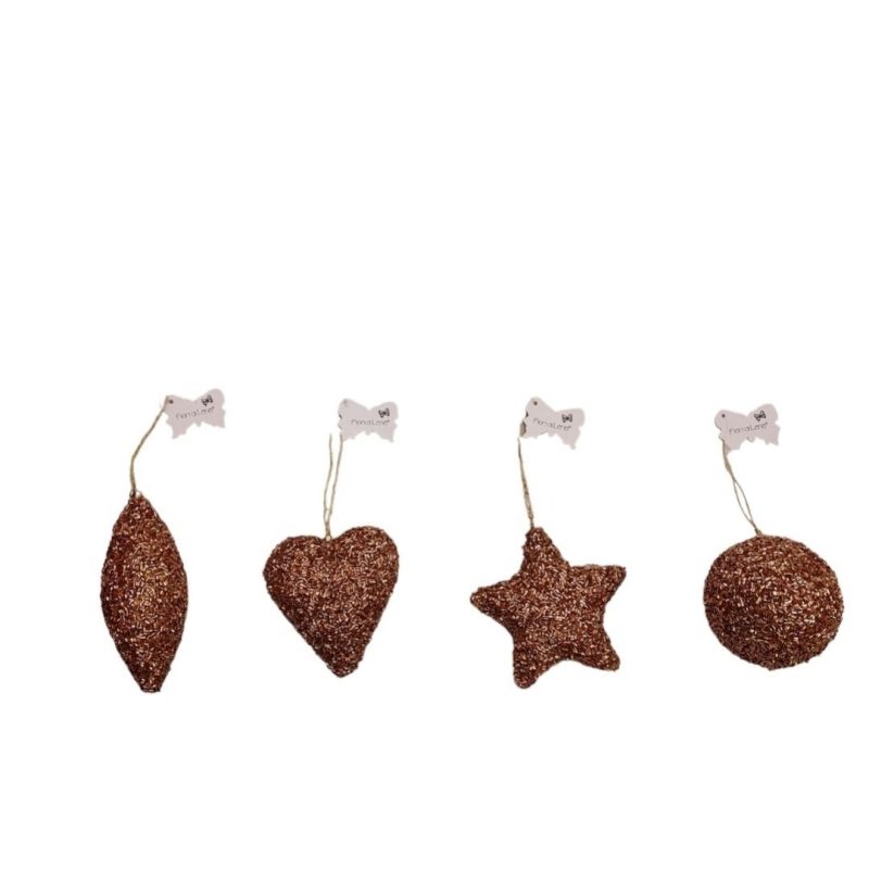 Addobbo Natalizio 4 varianti Goccia H 15 Cuore H 12 Stella H 12 Tonda H 10 Fiori di Lena