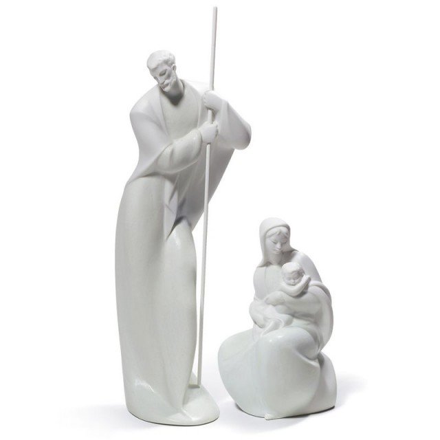 Statua Lladró presepe Madonna con bambino e San Giuseppe Natività bianca altezza tra 16 e 33 cm