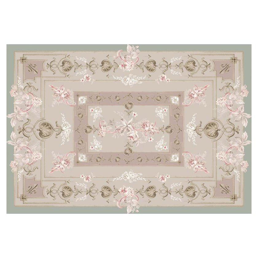 Tappeto grande da camera verde damascato "Gioco Floreale" 100x144 cm