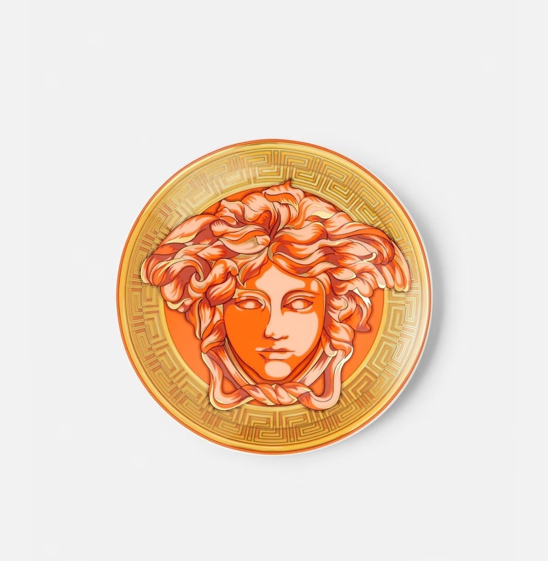 Piatto piano porcellana Medusa Amplified Orange Coin Versace 17 cm