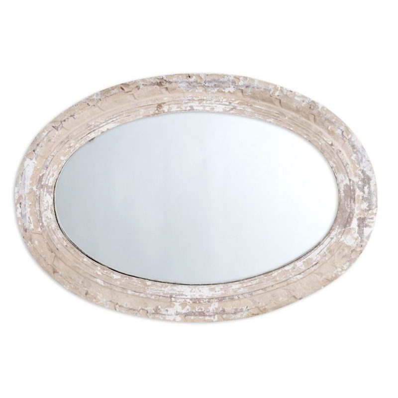 Specchio ovale con cornice a stucco antico collezione Specchi 46x3x66 di Blanc Mariclò