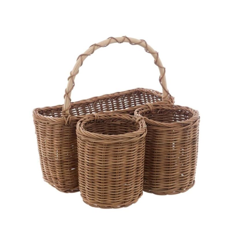 Cestino con due portabottiglie rattan collezione Leonora Blanc Mariclò