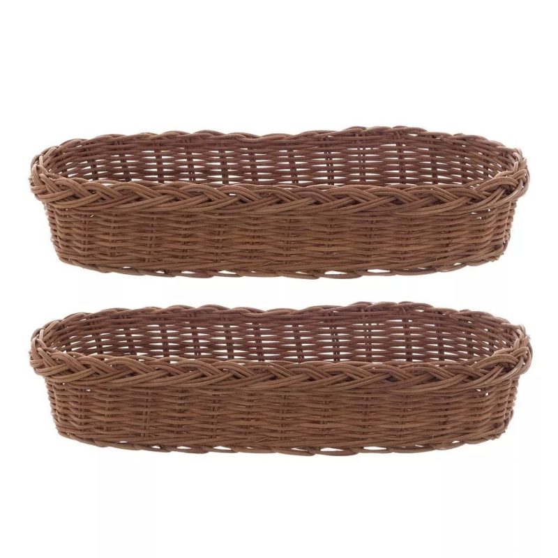 Set 2 vassoi ovali in rattan "Leonora" collection grande e piccolo G 40x18x8 P 35x12x8