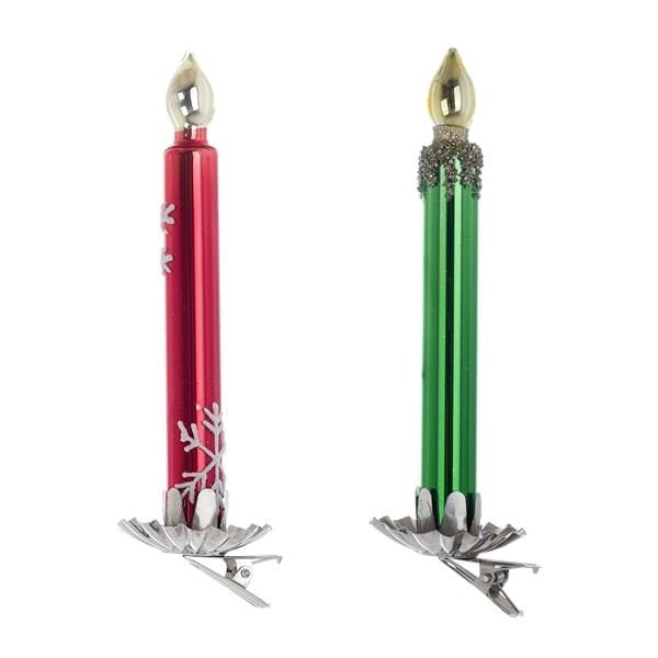 decoro natalizio ,candela in vetro con pinza ,di Blanc MariClo '