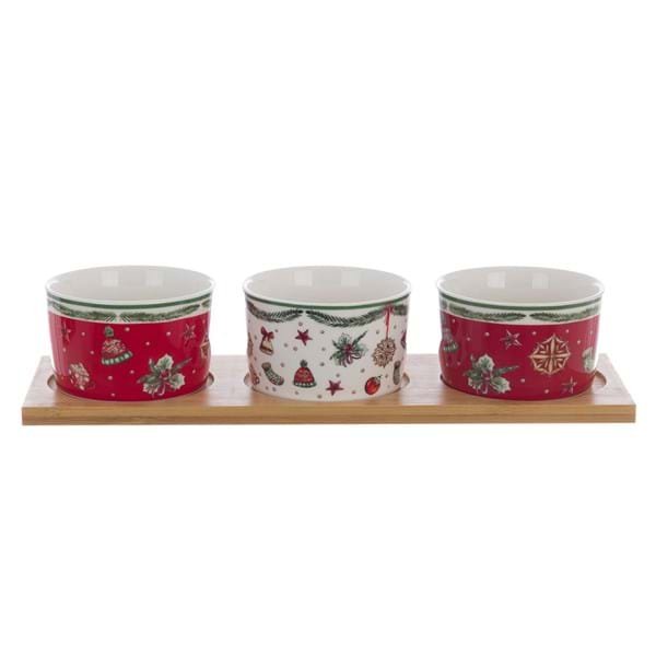 Set vassoio con 3 tazze natalize (8x6x5cm)