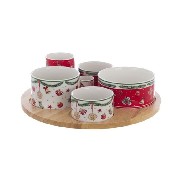 set vassoio tondo girevole con 3 tazze natalizie ( 8 x6x5 cm)