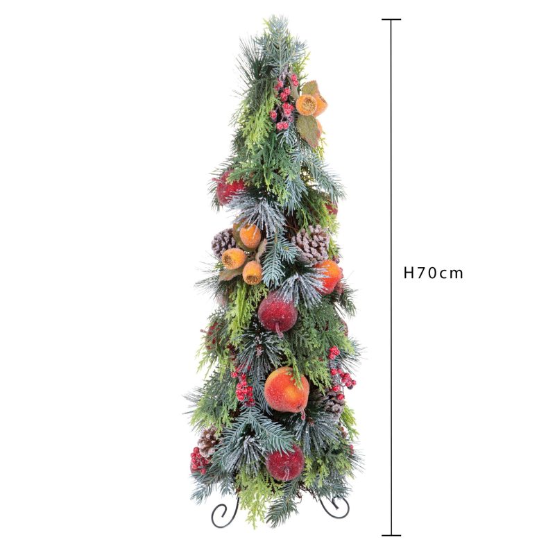 Albero a forma di cono con frutta glitterata