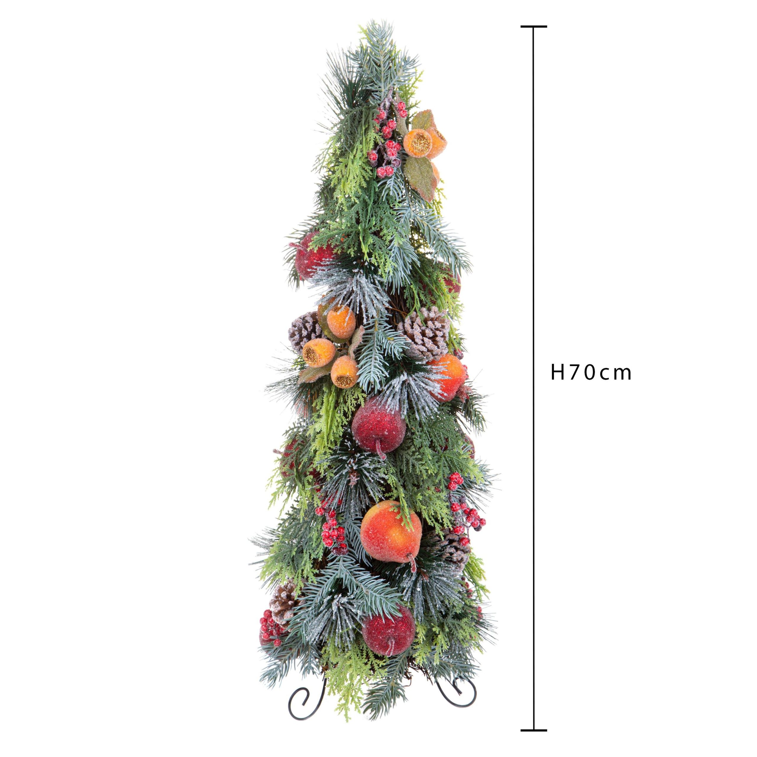 Albero a forma di cono con frutta glitterata