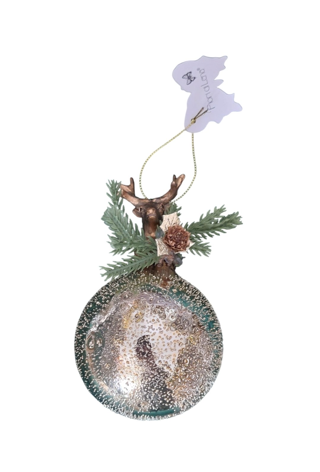 Sfera vetro cervo h 14x8 cm Fiori di Lena