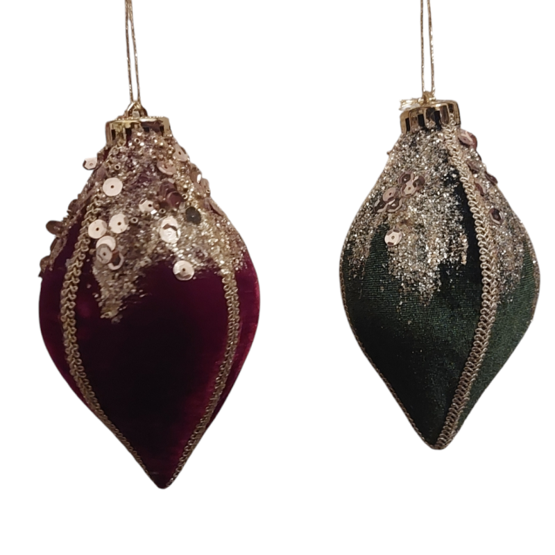 Addobbo Natale velluto goccia mis 1 Fiori di Lena