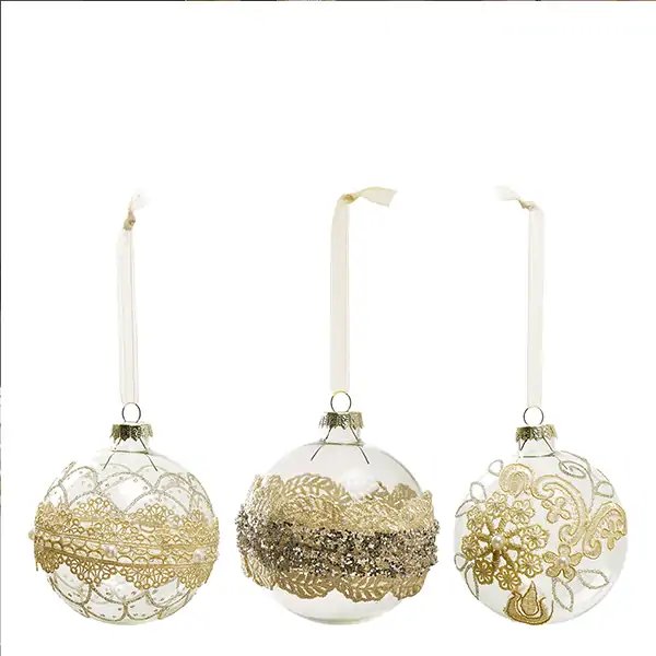 Set di 3 sfere di Natale in vetro trasparente Mathilde